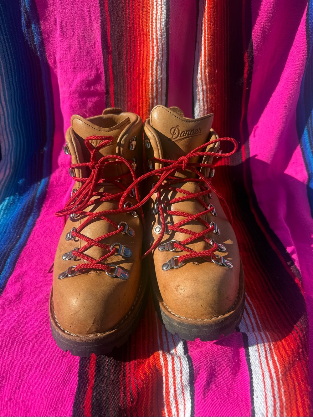 Danner Tan Leather Hiking Boots with Red Laces (no insole)